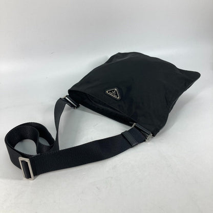 Prada Shoulder Bag Nylon Black Crossbody Pochette Bag Triangle Logo Plate Women Secondhand
