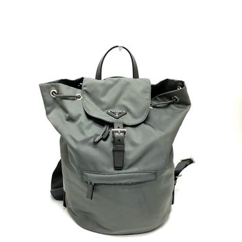 Prada Backpack Bz0032 Leather Gray Triangle Logo Women