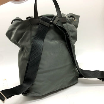 Prada Backpack Bz0032 Leather Gray Triangle Logo Women