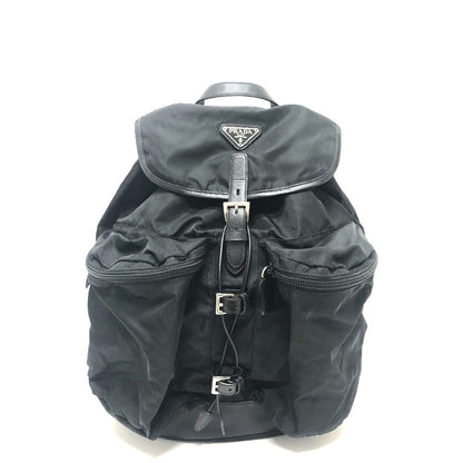 Prada Backpack 130 Nylon Black Double Pocket