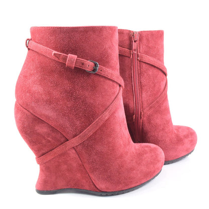 Bottegaveneta Booties Suede Red Boots Women 37