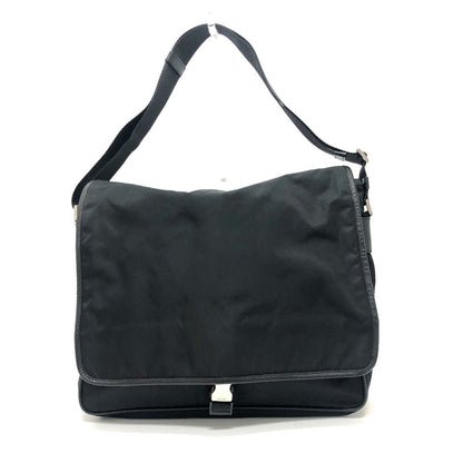 Prada Shoulder Bag U166 Nylon / Leather Black Mens
