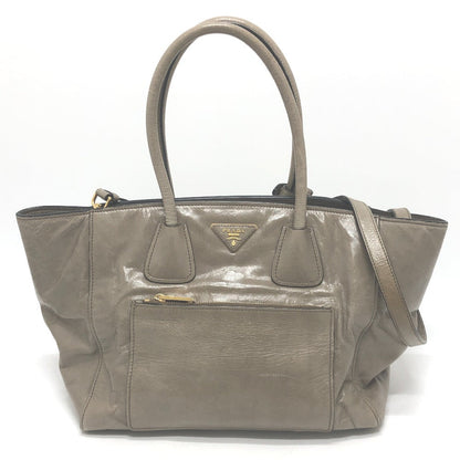 Prada Tote Bag Bn2626 Leather Brown Logo