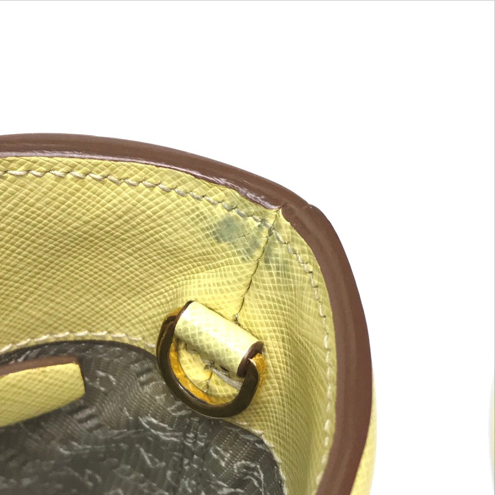 Prada Shoulder Bag B2442B Leather Yellow Saffiano Lux Women