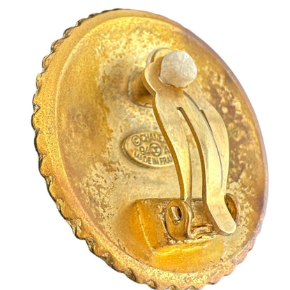 Chanel Earring Metal Gold Logo Earring Vintage Circle Women
