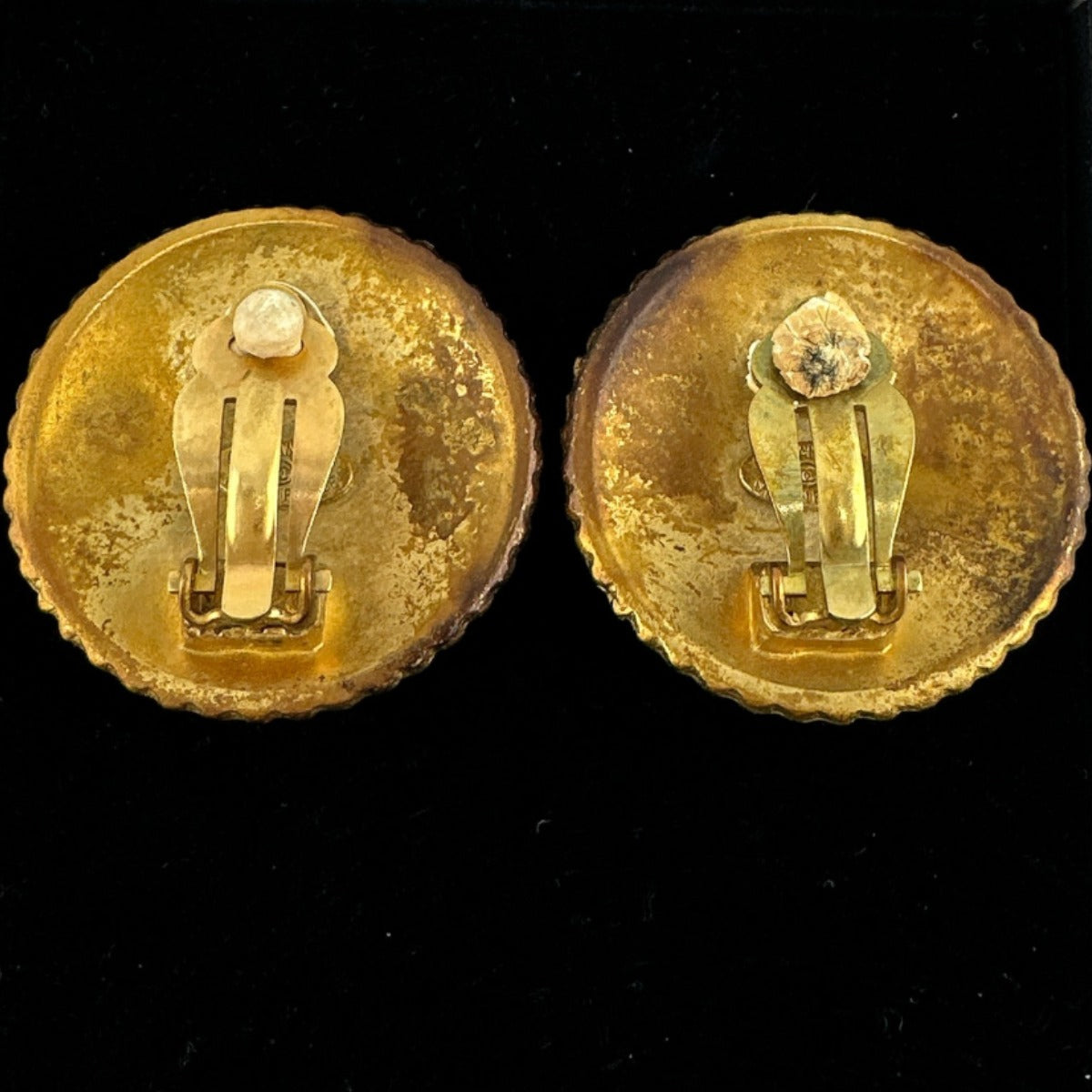 Chanel Earring Metal Gold Logo Earring Vintage Circle Women