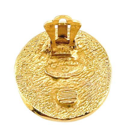 Chanel Earring Gold Plated Gold Vintage Circle Logo Cambon Women