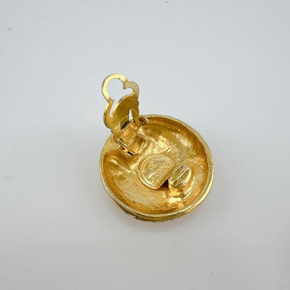 Chanel Earring Metal Gold Earring Vintage Round Women