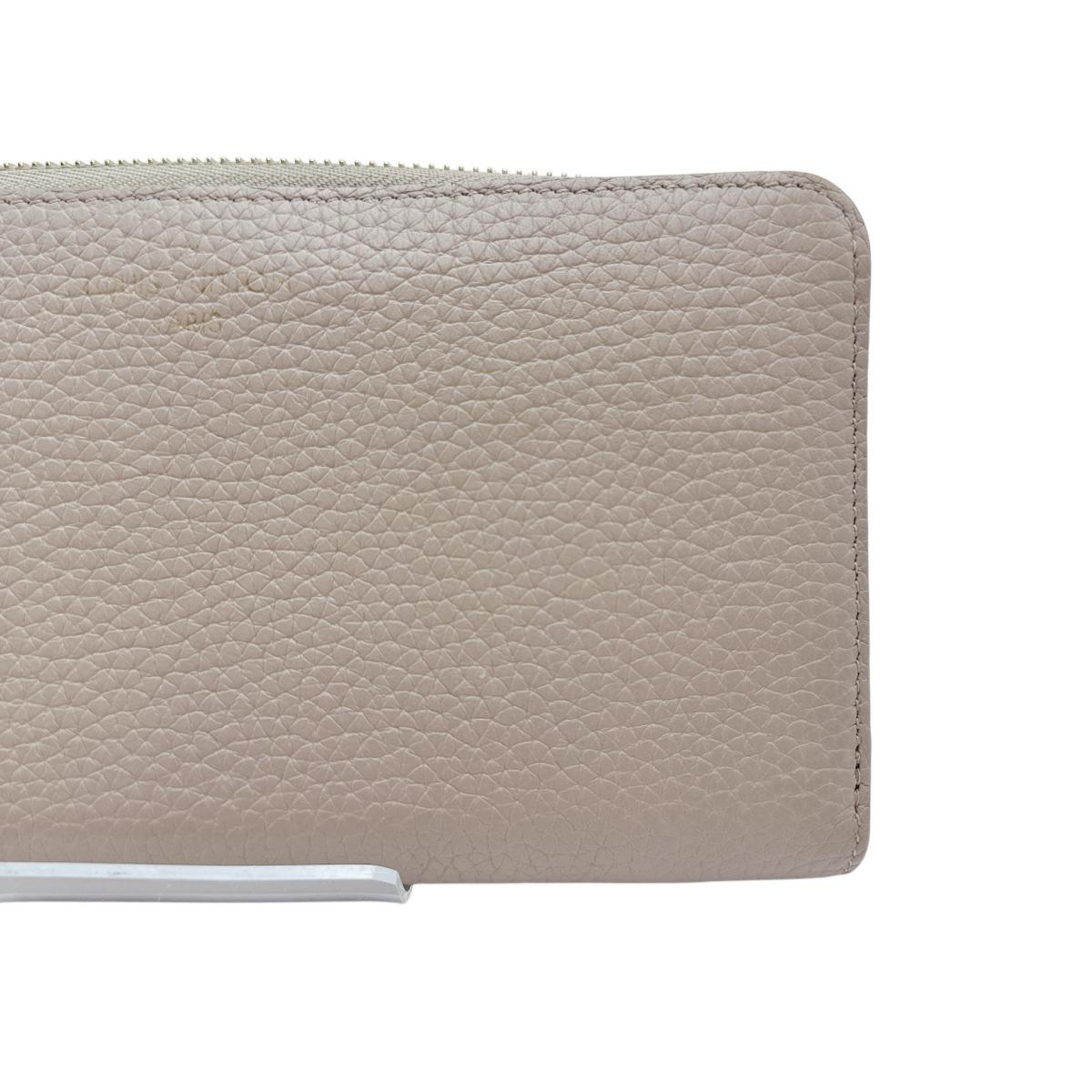 Louis Vuitton Long Wallet Purse M63104 Cowhide Beige L-Shaped Fastener Taurillon Clemence Leather
