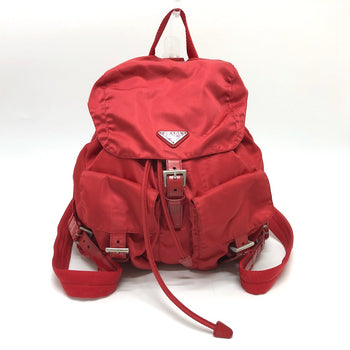 Prada Backpack Nylon Red With Logo Women
