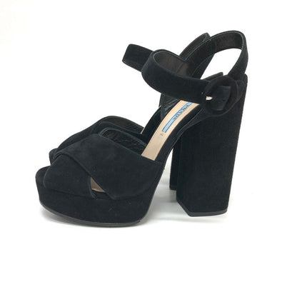 Prada Sandals 1Xp882 Suede Black Strap Women 36