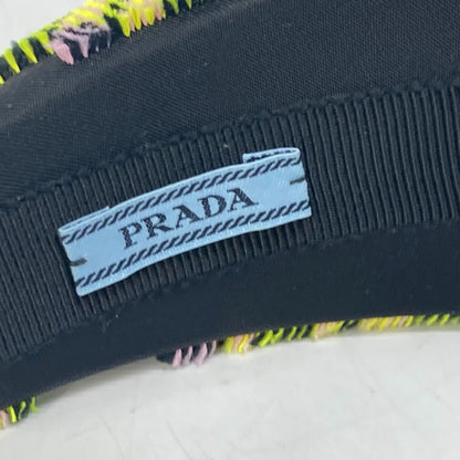 Prada Hair Accessory Nylon Yellow Pile Triangle Logo Plate Women