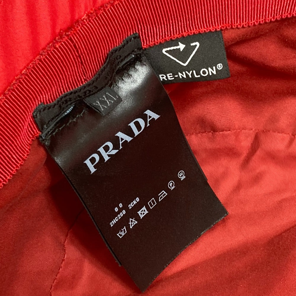 Prada Hat 2Hc280 Nylon Polyamide Red With String Triangle Logo Fisherman Hat Women Xxl