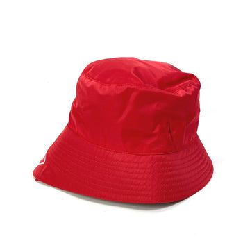 Prada Hat 2Hc280 Nylon Polyamide Red With String Triangle Logo Fisherman Hat Women Xxl