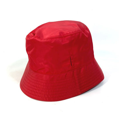 Prada Hat 2Hc280 Nylon Polyamide Red With String Triangle Logo Fisherman Hat Women Xxl