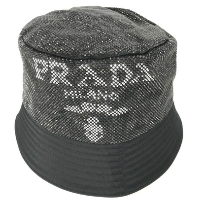 Prada Hat 1Hc137 Nylon Black Logo Studs Mens L