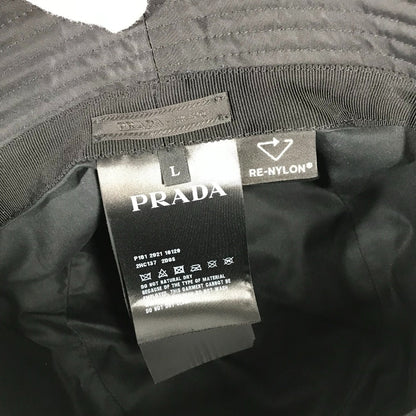 Prada Hat 1Hc137 Nylon Black Logo Studs Mens L