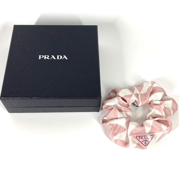 Prada Hair Accessory 1If015 Nylon Pink Triangle Logo Plate Logo Women