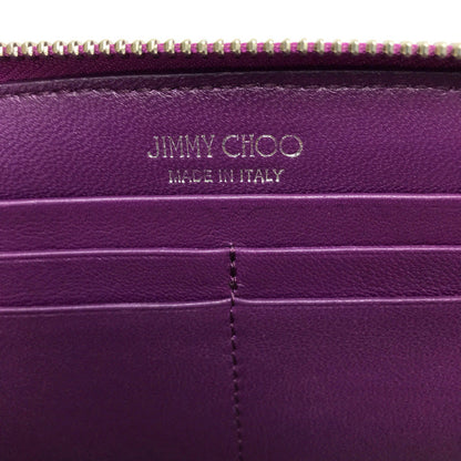 Jimmy Choo Long Wallet Purse 163Filipa.Cim Patent Leather Metallic Purple Star Stud Filipa Wallet