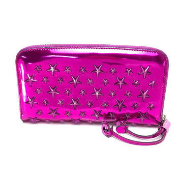 Jimmy Choo Long Wallet Purse 163Filipa.Cim Patent Leather Metallic Purple Star Stud Filipa Wallet