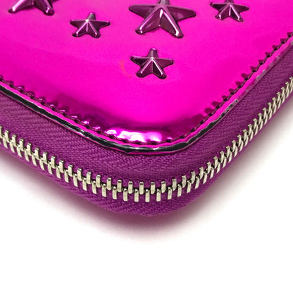 Jimmy Choo Long Wallet Purse 163Filipa.Cim Patent Leather Metallic Purple Star Stud Filipa Wallet