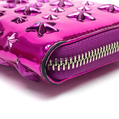 Jimmy Choo Long Wallet Purse 163Filipa.Cim Patent Leather Metallic Purple Star Stud Filipa Wallet