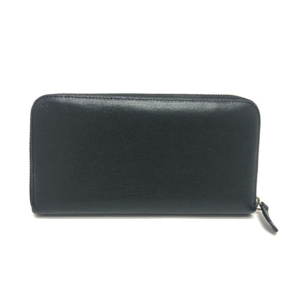 Givenchy Long Wallet Purse Leather Black Front Logo Mens