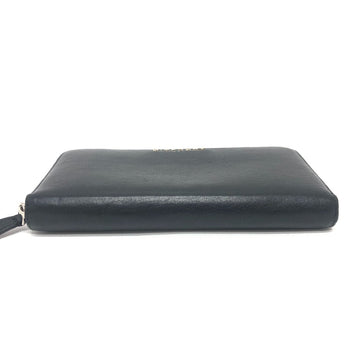 Givenchy Long Wallet Purse Leather Black Front Logo Mens