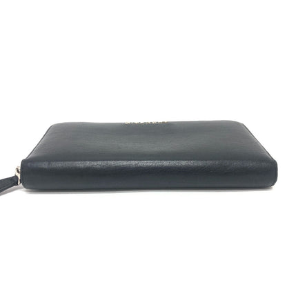Givenchy Long Wallet Purse Leather Black Front Logo Mens