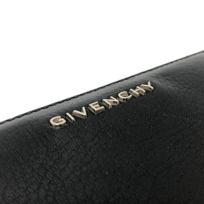 Givenchy Long Wallet Purse Leather Black Front Logo Mens