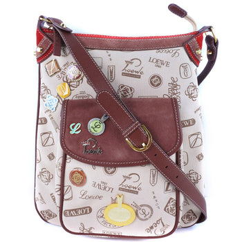 Loewe Shoulder Bag Suede Brown Pin Batch Women