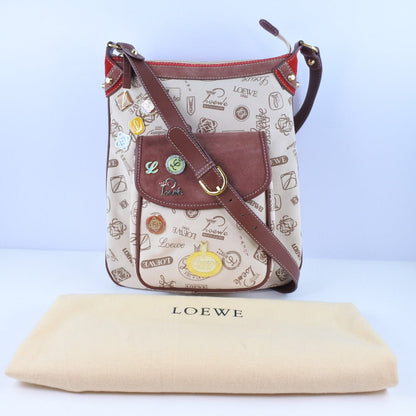 Loewe Shoulder Bag Suede Brown Pin Batch Women