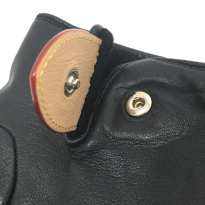 Louis Vuitton Glove Mp2429 Cashmere, Leather Black Gon Lv Staples Edition Women 9