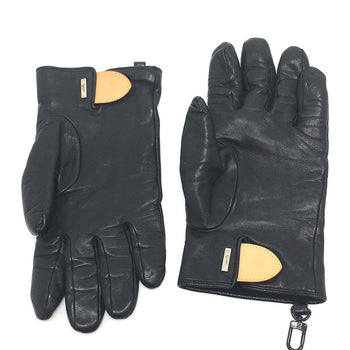 Louis Vuitton Glove Mp2429 Cashmere, Leather Black Gon Lv Staples Edition Women 9