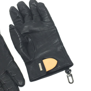 Louis Vuitton Glove Mp2429 Cashmere, Leather Black Gon Lv Staples Edition Women 9