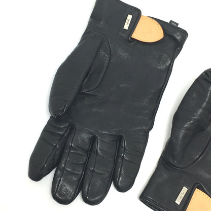 Louis Vuitton Glove Mp2429 Cashmere, Leather Black Gon Lv Staples Edition Women 9