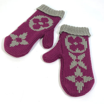 Louis Vuitton Gloves L72766 Wool Purple Monogram Knit Mittens Moffle Grand Floor Women