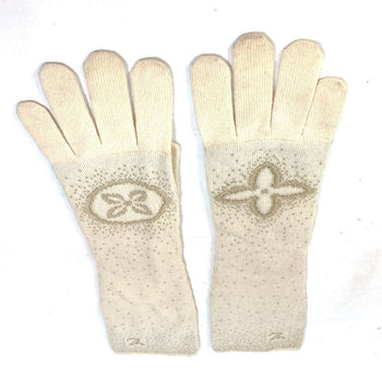 Louis Vuitton Glove Cashmere, Acetate Ivorytype Logo Gonpoliana Glitter Lv Women 22