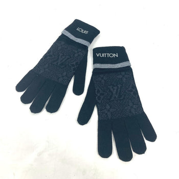 Louis Vuitton Gloves M73470 Wool Black Gon My Monogram Eclipse Mens