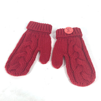 Louis Vuitton Gloves Wool Red Logo Women
