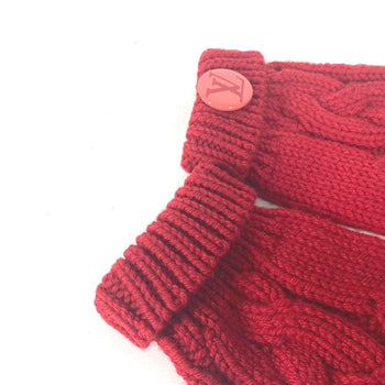 Louis Vuitton Gloves Wool Red Logo Women