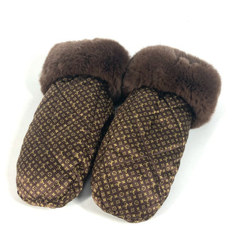 Louis Vuitton Gloves M74273 Silk , Rabbit Brown Monogram Fur Morphle Igloo Mittens