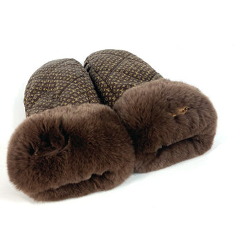 Louis Vuitton Gloves M74273 Silk , Rabbit Brown Monogram Fur Morphle Igloo Mittens