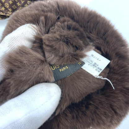 Louis Vuitton Gloves M74273 Silk , Rabbit Brown Monogram Fur Morphle Igloo Mittens