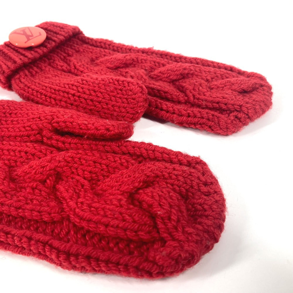 Louis Vuitton Gloves Wool Red Moffle Constance Women