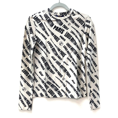 Louis Vuitton Long Sleeve Shirt Flts86 Rayon Black 21Stainless Steel Signature Logo Long Sleeve Top