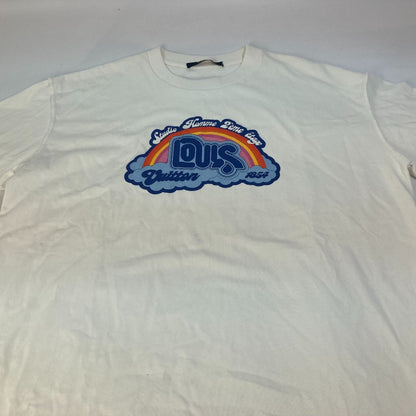 Louis Vuitton Short Sleeve T-Shirt 1Ab4Up Cotton White 23Stainless Steel Rainbow Printed T-Shirt