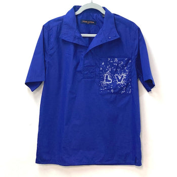 Louis Vuitton Short Sleeve Shirt Cotton, Nylon Blue 22Stainless Steel Lv Spread Short Sleeve Mens Xs