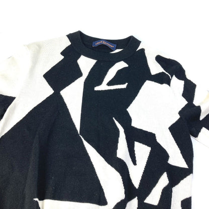 Louis Vuitton Knit Wool White Lv Abstract Houndstooth Crew Neck Mens Xs