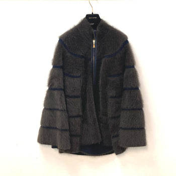 Louis Vuitton Poncho Wool, Cashmere Brown Outerwear Knit Fur Women L